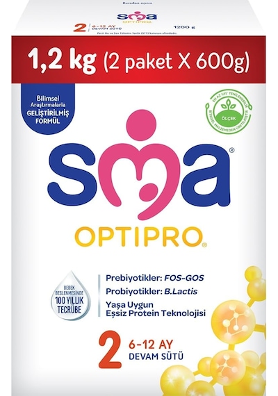 Sma Optipro 2, 6-12 Ay Bebek Sütü, 1.2 Kg 2 X 600 G