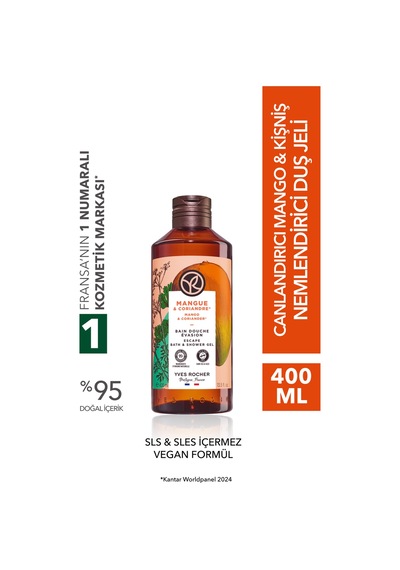 Yves Rocher Duş Jeli - Nemlendirici Canlandırıcı Mango Kişniş-sls,sles İçermez,vegan-400ml Diğer