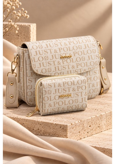 Just Polo Krem Yeni Sezon Kolon Askili 4 Bolmeli Kadin Omuz Cantasi 25x15cm Krem - Krem