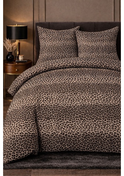 More Home Tek  Kişilik Yorgan Kılıfı + Yastık Kılıfı Leopar Desenli