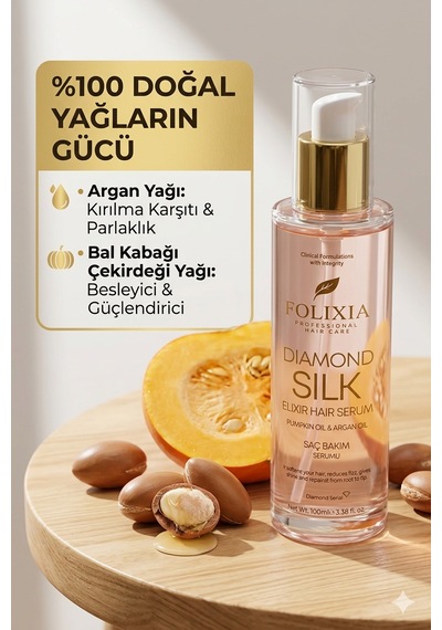 Folixia Argan & Kabak Çekirdeği Yağı Saç Bakım Serumu 100 ML