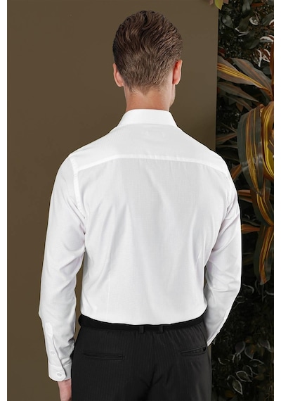 Efor Gk 701 Slim Fit Beyaz Klasik Gömlek Beyaz