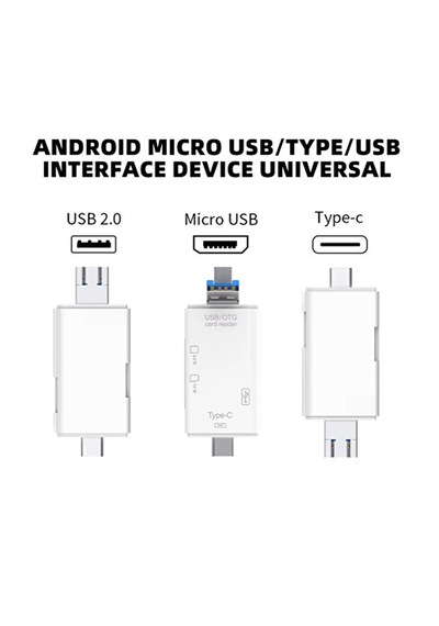 Type C, Micro Usb, Usb, Otg 6 İn 1 Kart Okuyucu Adaptör Usb Otg Hub Type C Çoklu, Card Reader