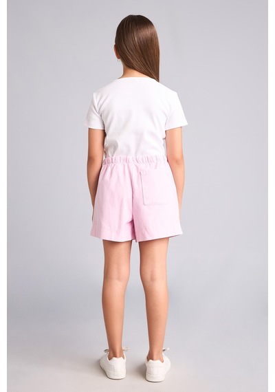 Defacto Regular Fıt Elastik Bel Gabardin Pembe Şort Kız Çocuk I0060a826hspn614 Pembe-pn614