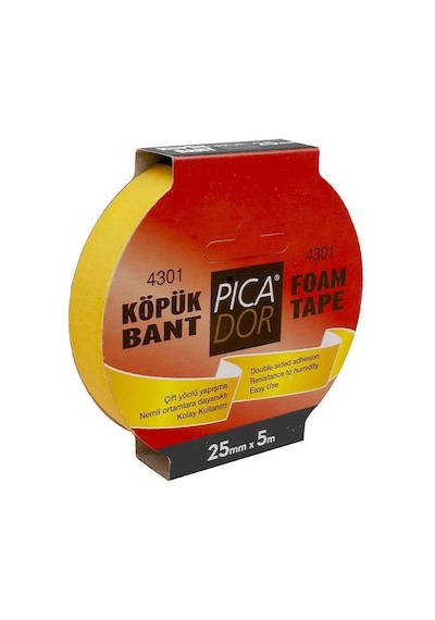Picador Çift Taraflı Bant Köpük Rulo Askılı 25Mmx5M 4301
