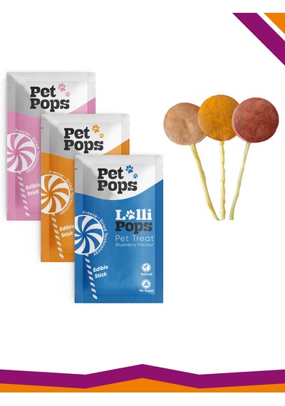 Lollipops Karışık Mix Lezzet Paketi 3'lü Kedi Köpek Ödül Lolipopu