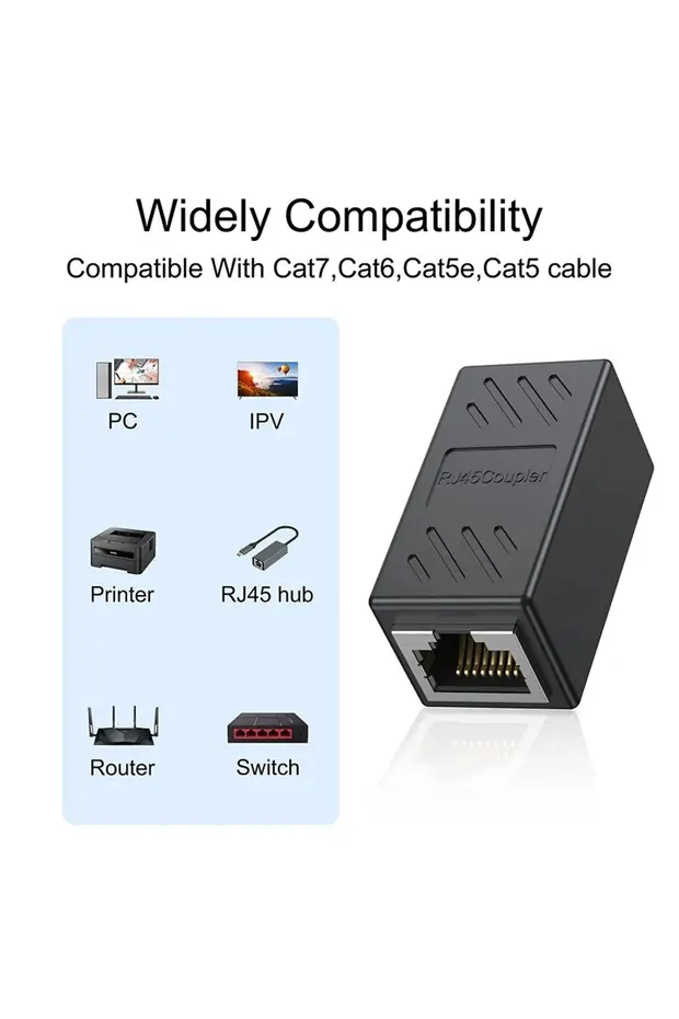 50 Adet Gigabit Destekli Rj45 Dişi Dişi Cat5/cat6/cat7cat8 Ethernet Lan Ağı Birleştirici Ara Internet Kablosu Uzatıcı
