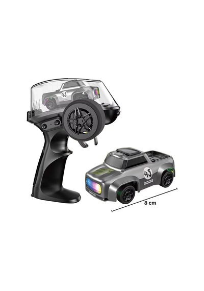 Uzaktan Kumandalı Şarjlı Mini Drift Arabası 1:64 Ölçek Işıklı Rc Model Araç Gri