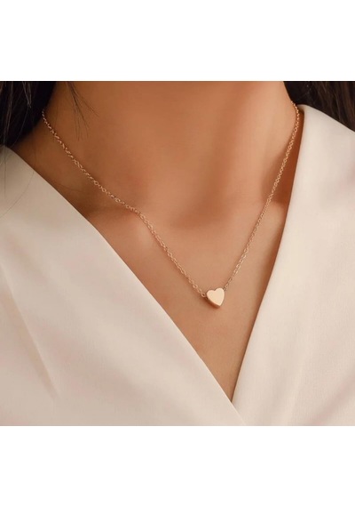 Zarif Ve Şık Minimal Altın Kaplama Çelik Kalp Kolye Rose Gold