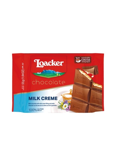 Loacker Chocolate Milk Creme - Sütlü Çikolata Kaplı Sütlü Krema Dolgulu Çıtır Gofret 3 Adet