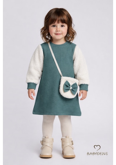 Babyden's Bayramlık Şık Ve Rahat Kız Bebek Elbise Çantalı Yumuşak Peluş Kollu Kışlık Çocuk Kombini Haki Babyden's Bayramlık Şık Ve Rahat Kız Bebek Elbise Çantalı Yumuşak Peluş Kollu Kışlık Çocuk Kombini Haki