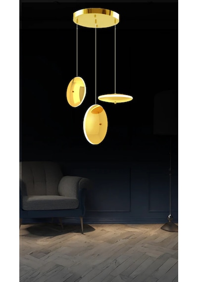 Astra 3'lü Disk Avize 8314-r87-2v-fv Gold