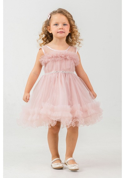 Mnk Baby & Kids Aizona Kız Çocuk Abiye M00782 Pudra