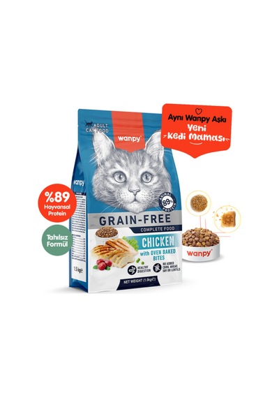 Wanpy Tahılsız Tavuklu Yetişkin Kedi Maması 1.5 Kg