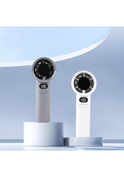 M11 Dijital Led Göstergeli Portatif Fan Mini Vantilatör Soğutucu El Fanı Gri