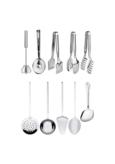 10 Parça Maşa+spatula+kevgir+kepçe, Yemek Sunum Ekipmanları, Servis Maşa Ürünleri