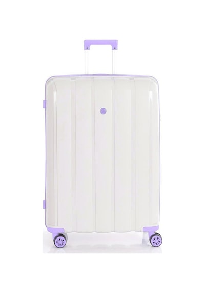Mçs Bavul Büyük Ve Orta 2li Set Kırılmaz Silikon Valiz V305 Kemik/lila Bej
