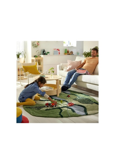 Ikea Grejsımojs Çocuk Oyun Halısı 153 X 215 Cm Yeşil - Siyah - Mavi Çok Renkli