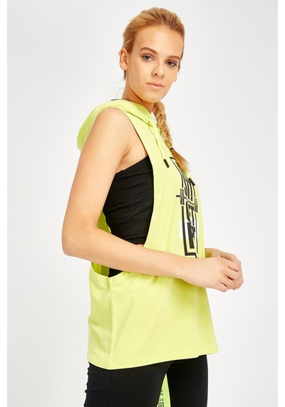 Maraton Active Regular Kadın Kapşonlu Kolsuz Gym Neon Sarı Atlet 17503-Neon Sarı