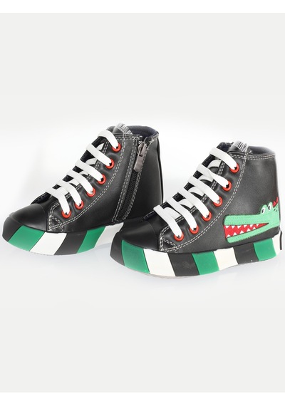 Timsah Ortopedik Destekli Siyah Erkek Çocuk Sneakers Siyah