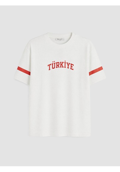 Lcw Comfort Beyaz Türkiye Baskılı %100 Pamuklu Kadın Tişört