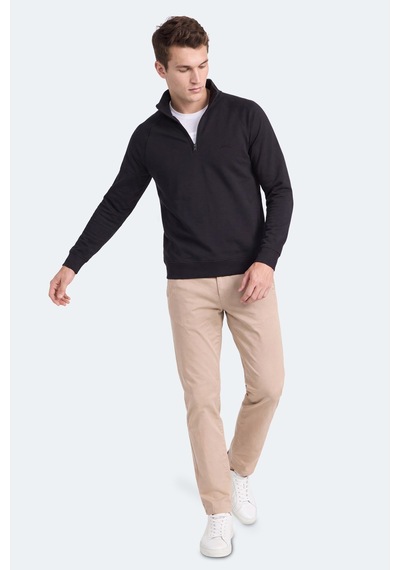 Slazenger Malika Siyah Fermuarlı Dik Yaka Erkek Sweatshirt