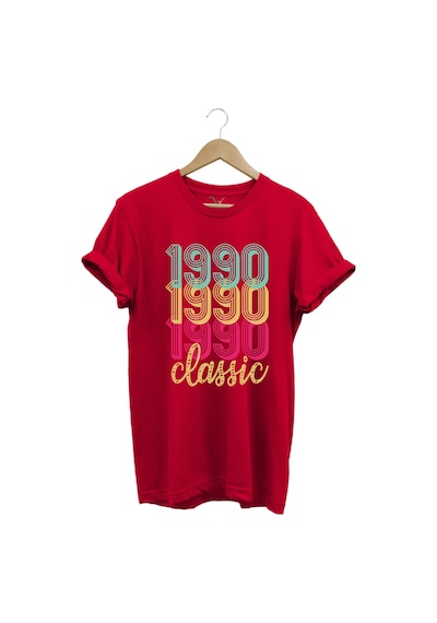 1990 Retro Vintage Classic Baskılı %100 Pamuk Regular Fit Unisex T-shirt Kırmızı