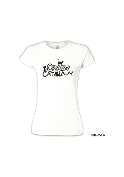 Cat Lady Beyaz Kadın Tshirt 001