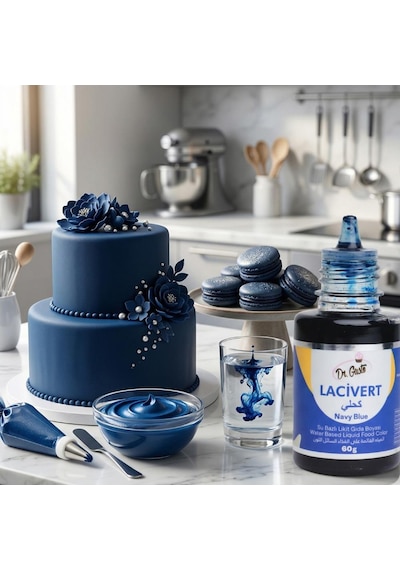 Su Bazlı Likit Gıda Boyası Lacivert 60 Gr Yoğun Renk Veren Pastacılık Boyası