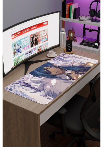 Kaeya Genshin Impact Anime Oyuncu V3 - 90x40 Xxl Gaming Mouse Pad Fare Altlığı