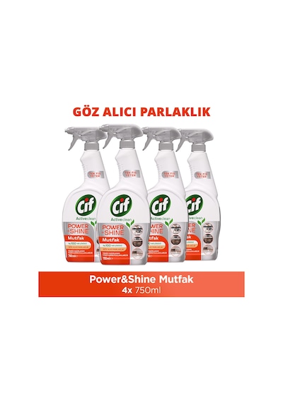 Cif Power & Shine Sprey Mutfak İçin Temizleyici Ve Yağ Çözücü 750 Ml X4 Diğer