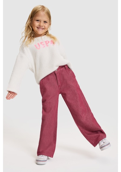 U.S. Polo Assn. Kız Çocuk Pembe Loose Fit Jean Pantolon 50330116-vr041