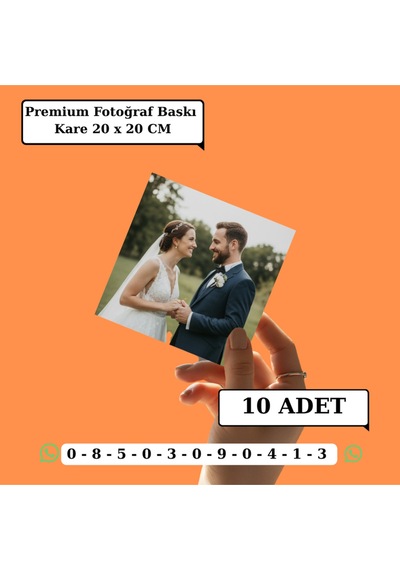 Kişiye Özel Premium Fotoğraf Baskı 10 Adet Kare 20 X 20 Cm
