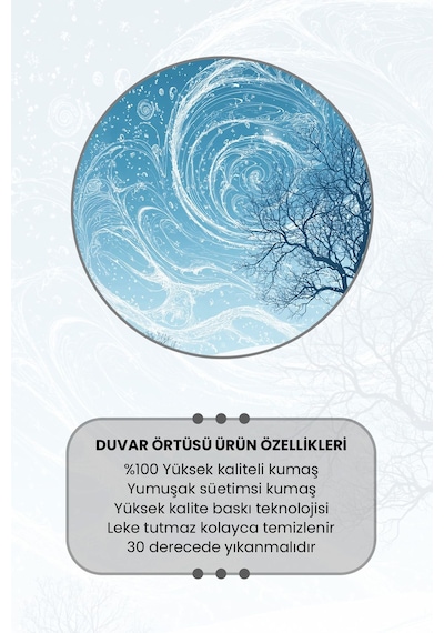 Kış Fırtınası Desenli Duvar Halısı Duvar Örtüsü Tapestry Süet Dokulu Kumaş