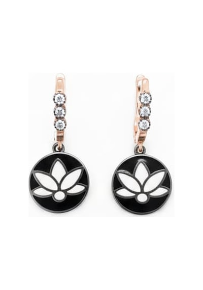 925 Ayar Elmas Lotus Küpe.rose.gold.rodaj Gümüş
