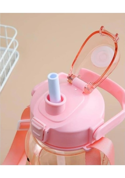 Smile Ayıcık 800ml Su Matarası Su Şişesi Suluk Bpa Içermez Suluk Sticker Hediyeli Pembe Plastik Diğer