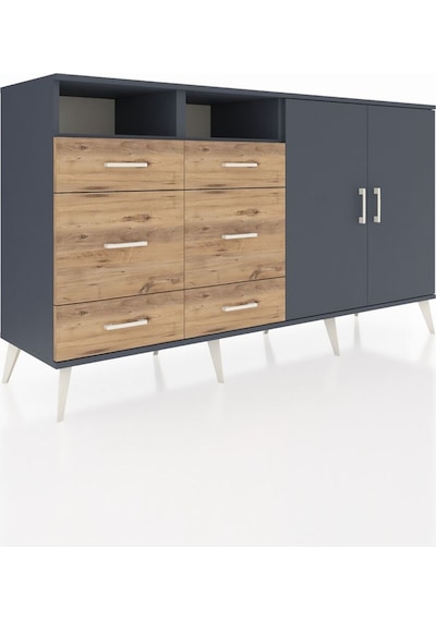 Hyperion Konsol 4 Raflı 6 Çekmeceli 2 Kapaklı 176x44x99 Antrasit-antrasit/çam Antrasit - Antrasit Hyperion Konsol 4 Raflı 6 Çekmeceli 2 Kapaklı 176x44x99 Antrasit-antrasit/çam Antrasit - Antrasit