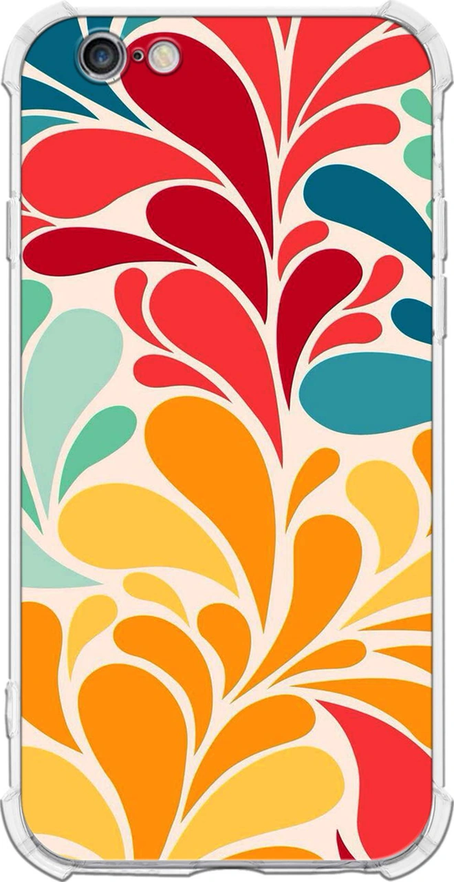 Apple Uyumlu iPhone 6s Retro Color 5 Baskılı Şeffaf Köşe Korumalı Antişok Kılıf