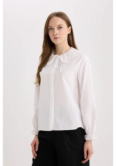 DeFacto Regular Fit Poplin Uzun Kollu Gömlek Tunik E4355AX25SPWT84