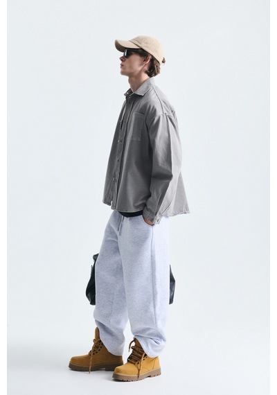 Vamos Oversize Denim Gömlek Gri