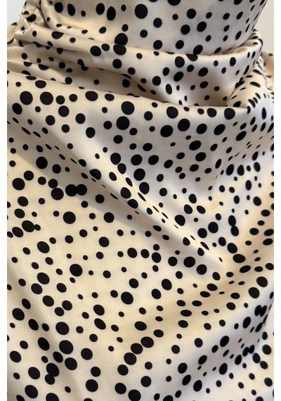 Sateen Küçük Puantiye Desenli Bluz - Bej-137358