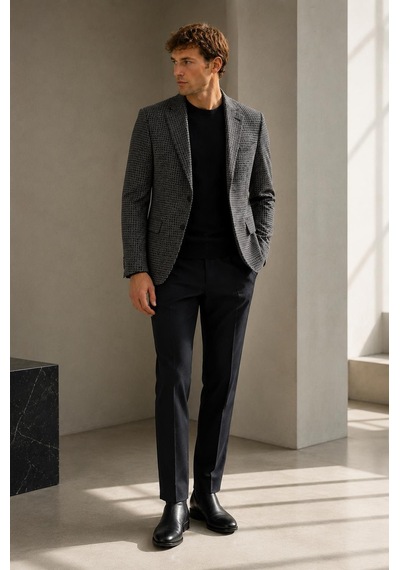 Alexandergardi Erkek Blazer Ceket Siyah - Beyaz