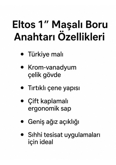 Eltos 1" Maşalı Boru Anahtarı Ağır Hizmet Tipi, Cr-v