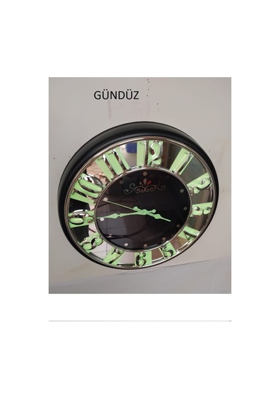 Gece Karanlıkta Parlayan Fosforlu Aynalı Duvar Saati 40 Cm (490785112) Çok Renkli