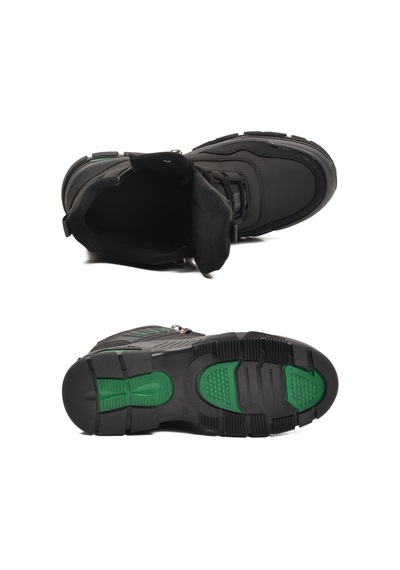 Siyah Yeşil Kaymaz Taban Fermuarlı Unisex Outdoor Bot 444 G Siyah-yeşil