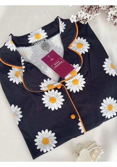 Mh Moony Homewears 2'li Turuncu Papatyam Penye Pijama Takımı Turuncu