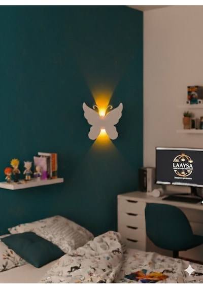 3d Design Kelebek Pilli Dekoratif Duvar Aydınlatması Aplik Gece Lambası Pembe