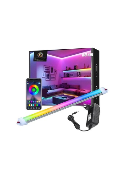 Tr 256 Renk Bluetooth Kontrol Rgb Çubuk Şerit Led Renk Değiştiren Led Işık Sb-6543 Şeffaf, 50 Cm Diğer