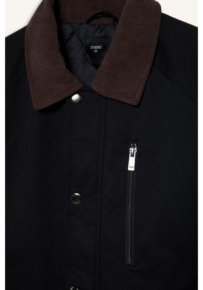 Defacto Regular Fit Polo Yaka Cepli Kadife Yaka Fermuarlı Astarlı Mont F0814ax26aunv91 Lacivert-nv91