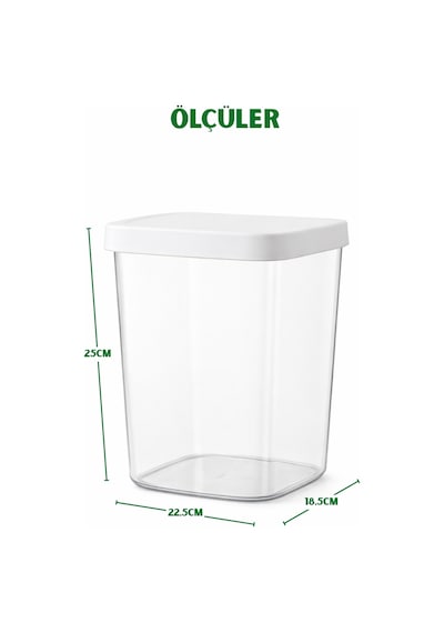 5500ml. Düz Kapaklı 4'lü Set Maxi Boy Saklama Kabı - Erzak Saklama Kabı Beyaz